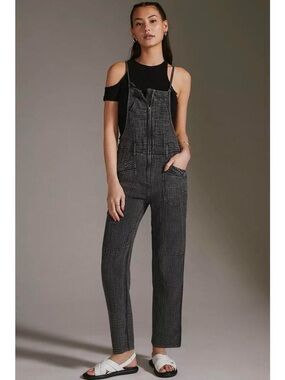Pilcro Anthropology Boho Coastal Grey Cotton Gauze Painter’s Overalls Sz 28 p
